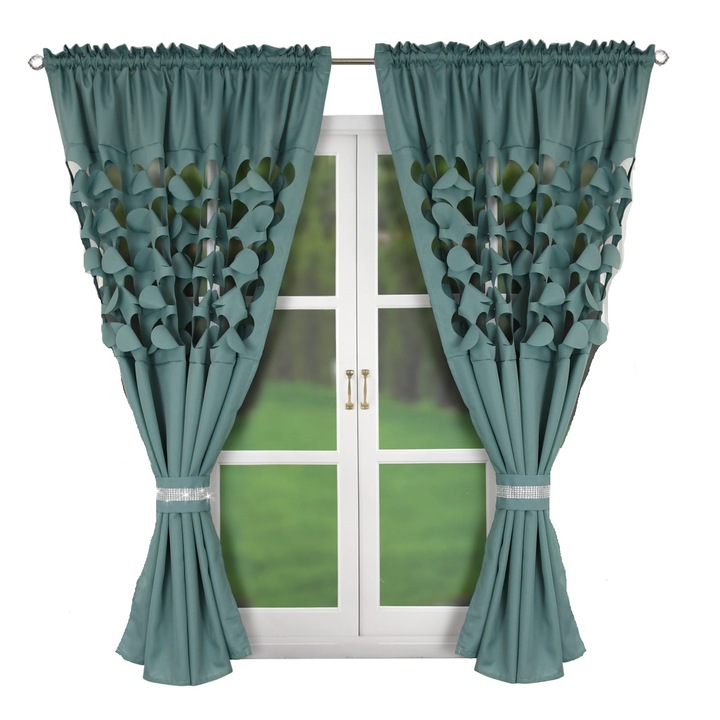 Csíkos függöny,145 x 160 cm, pasztell zöld