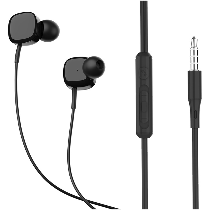 Слушалки In-ear Tellur Basic Sigma, С кабел, Микрофон, Черен