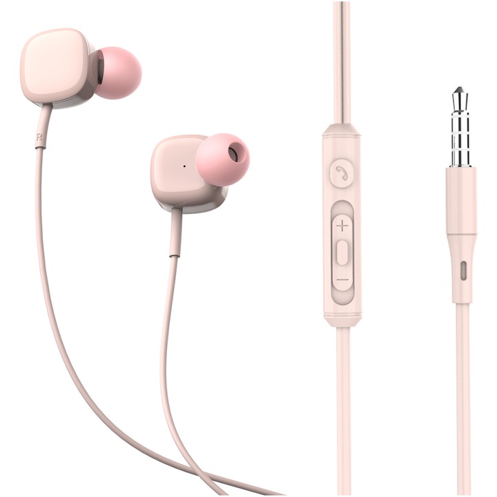 Слушалки In-ear Tellur Basic Sigma, С кабел, Микрофон, Розов