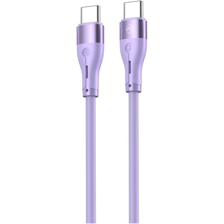 Кабел Tellur Type-C to Type-C, 3A, PD60W, Силиконов, 1 м, Лилав