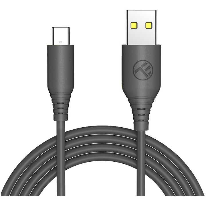 Tellur USB-C típusú szilikon kábel, 3A, 1m, fekete