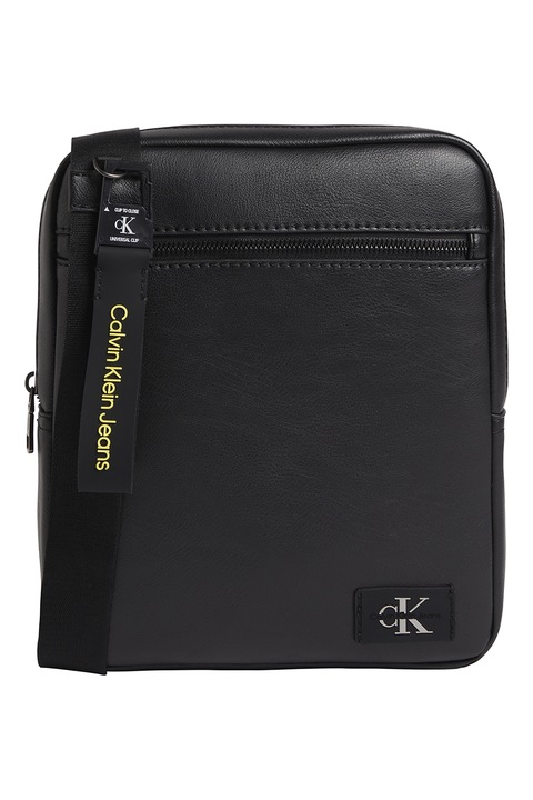 CALVIN KLEIN JEANS, Ökológiai bőr crossbody táska, Fekete