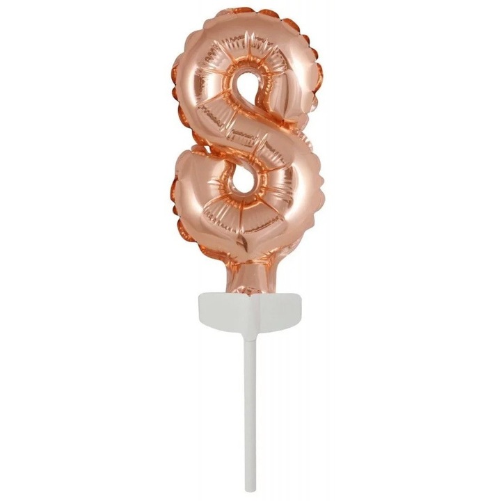 Rose Gold 8-as szám fólia lufi tortára 13 cm