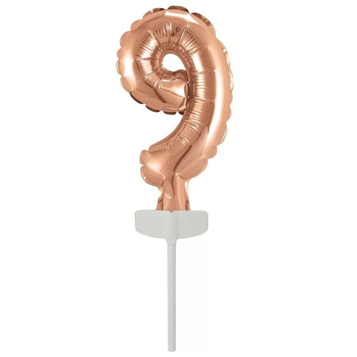Фолиев балон Rose Gold номер 9 за торта 13 см