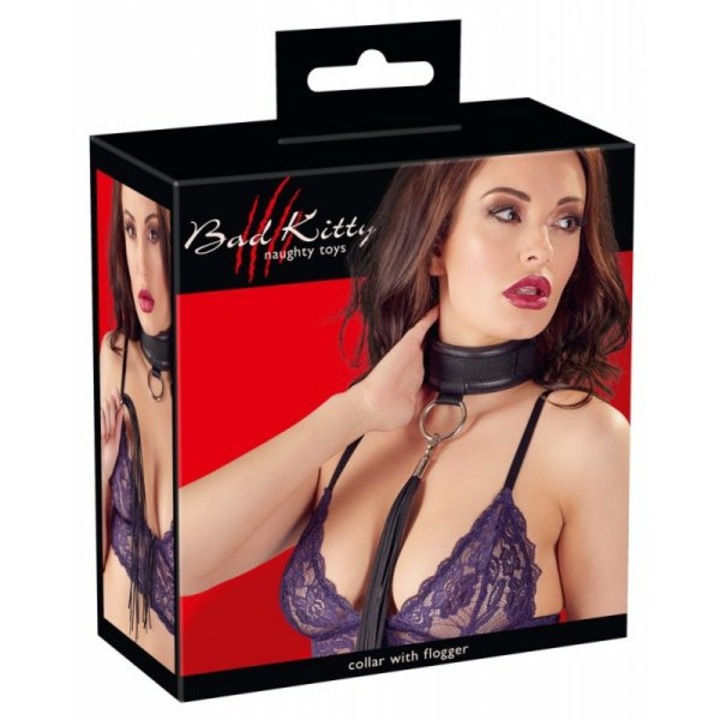 Choker cu bici BDSM, Bad Kitty, 30 cm.