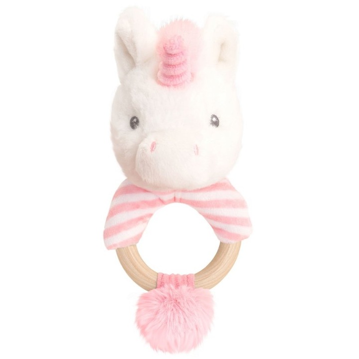 Unicorn csörgő játék babáknak, Keel Toys, fehér és rózsaszín