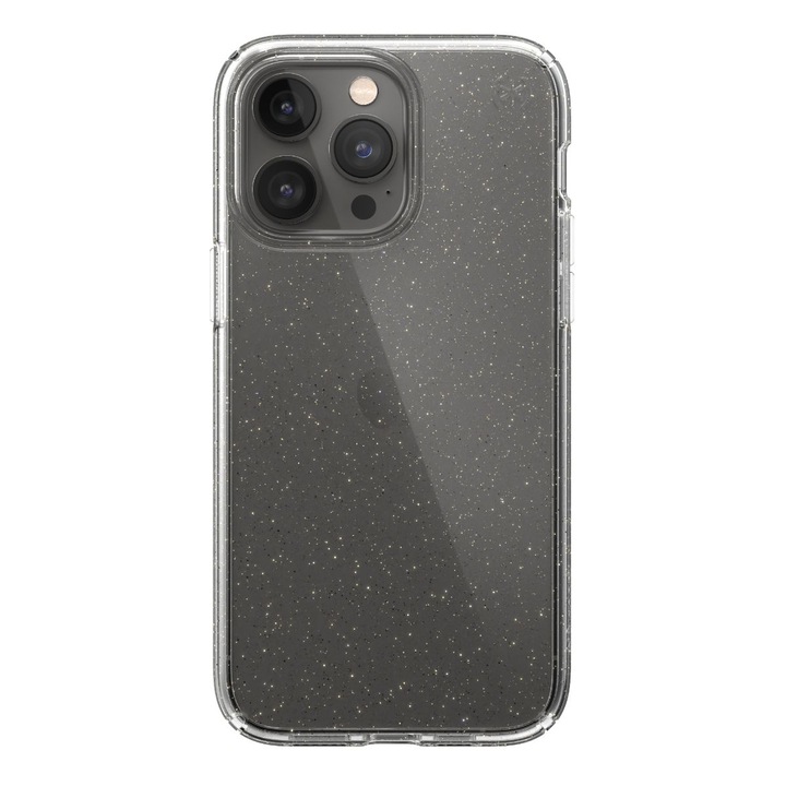 Протектор Speck за iPhone 14 Pro Max Presidio Perfect-Clear Glitter, Прозрачен, Златисти кристали