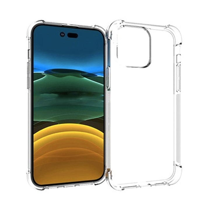 Силиконов калъф Clear Extra Slim Shock Absorbing Technology, съвместим с Apple Iphone 14 Pro Max, прозрачен