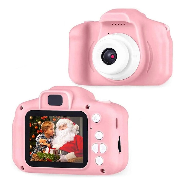 Дигитален детски фотоапарат STELS W390, Дигитална камера за снимки и видео, 8GB SD карта, Игри, Розов