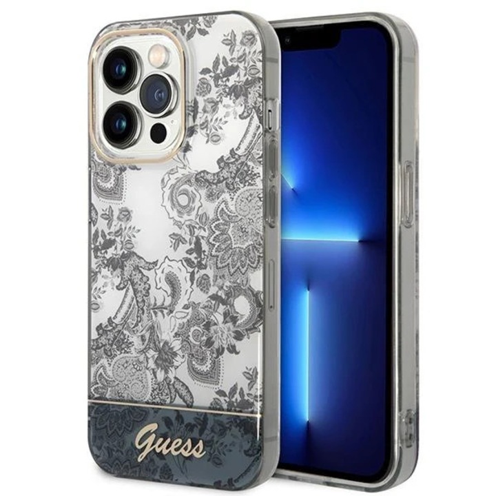 Husa Cover Guess PC/TPU Tile De Jouy pentru iPhone 14 Pro Max Grey