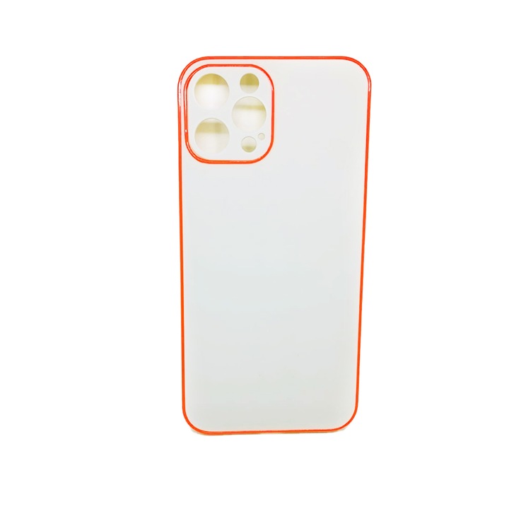Glow in the Dark Frame Case, G-Tech, Apple iPhone 13-mal kompatibilis, TPU, foszforeszkáló, fehér/narancs