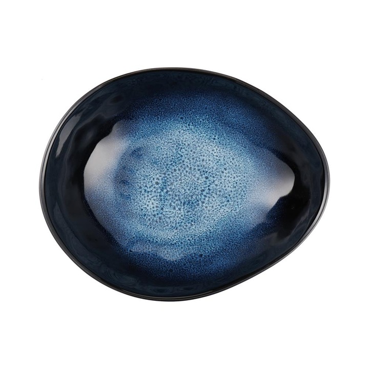 Farfurie adanca Dark Night, Villa Italia, Gresie ceramica, 600 ml, 21 cm, Negru/Albastru inchis