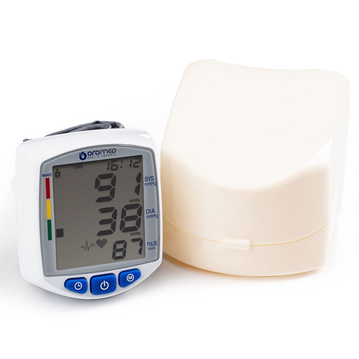 Digitális vérnyomásmérő csuklóhoz, ORO-SM2 Comfort, OROMED, Normál mandzsetta 13,5 – 21 cm, Fuzzy Logic technológia, szállítótáska