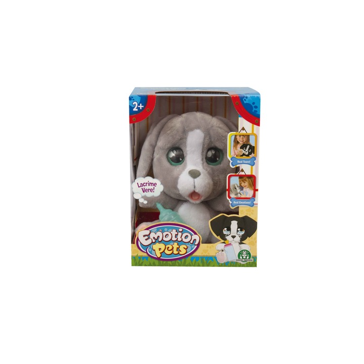 Catelus de plus gri 30 cm, Emotion Pets cu lacrimi, 10200