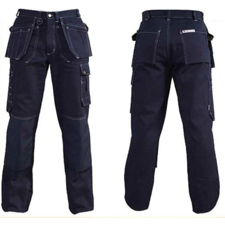 Pantaloni de protectie pana la talie, Leber Hollman, 87-88 cm, Bumbac, Negru