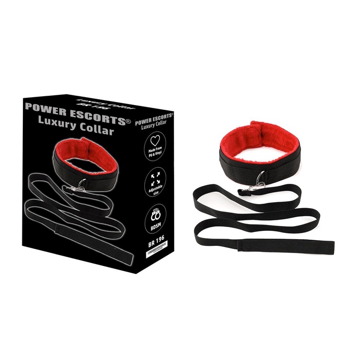 Set zgarda cu lesa, PowerEscorts, Negru/Rosu