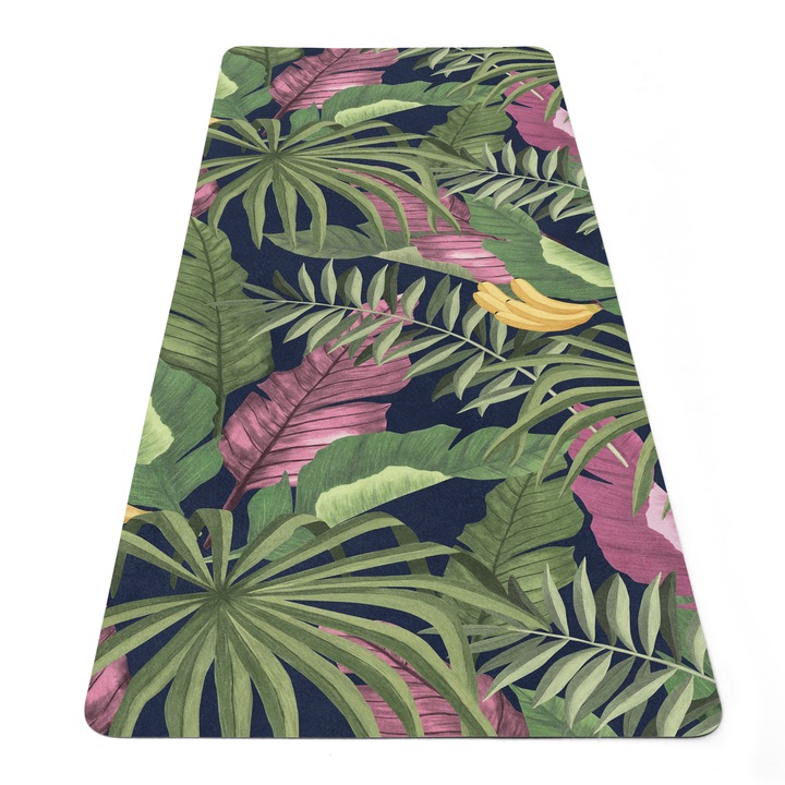 Постелка за йога Cool Bedding YM219, Бананови листа, Естествен каучук, 4 мм, 68х183 см