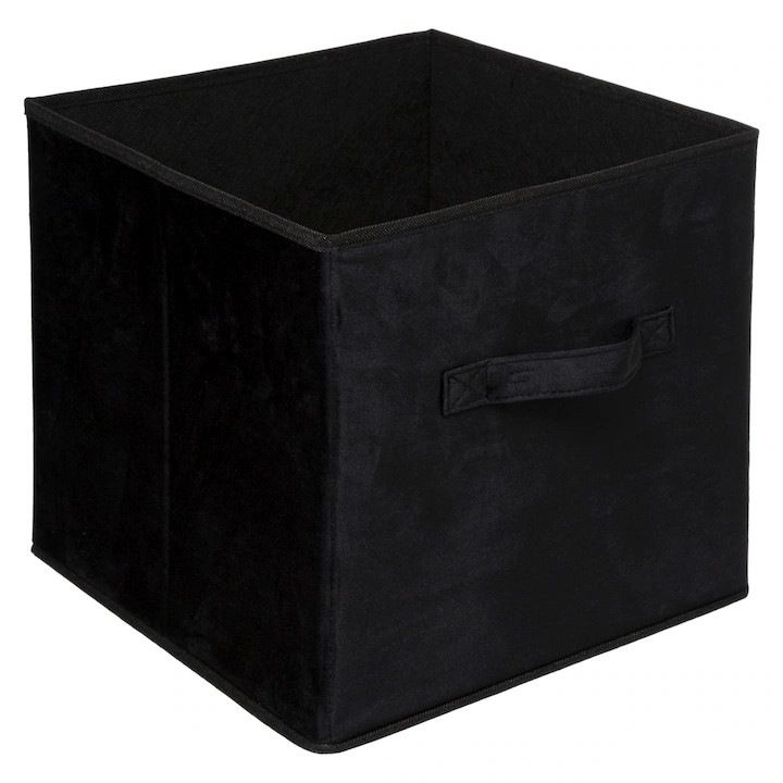 Cutie De Depozitare, Pliabila Si Usoara, Ideala Pentru Haine, Paturi, Carti Sau Jucarii, Cu Maner Pentru Transport, Catifea Eleganta In Culoare Moderna, Pentru Dulap Sau Raft, 31 x 31 Cm, Negru