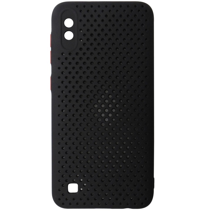 Husa Breath silicon TPU negru mat cu butoane rosii pentru Samsung Galaxy A10, Galaxy M10