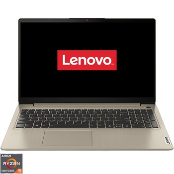 Laptop Lenovo IdeaPad 3 15ALC6 cu procesor AMD Ryzen 5 5500U pana la 4.00 GHz, 15.6", Full HD, 8GB, 256GB SSD, AMD Radeon Graphics, No OS, Sand