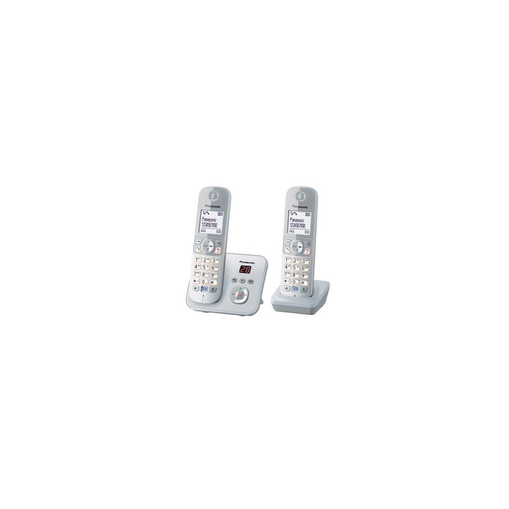 Panasonic DECT Twin telefon, KX-TG6822GS, üzenetrögzítő, hívóazonosító, ezüst
