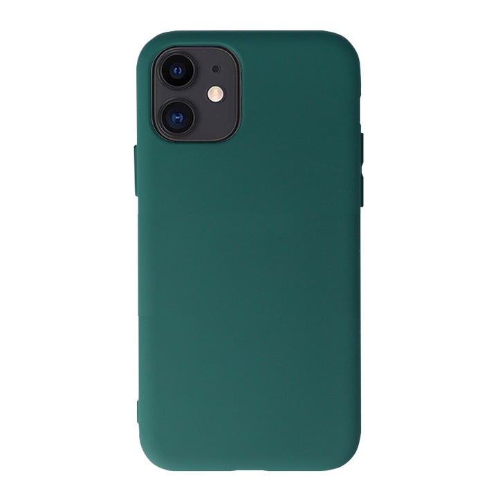 Husa Safe Flex compatibila cu iPhone 11, Comando Fonix, Design Slim flexibil, Interior captusit cu microfibra, Anti shock, Silicon moale, Textura cu finisaj mat/fin, Antiaderent, Verde inchis