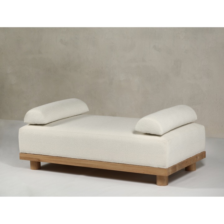 Banca Siaa, stejar masiv, alba, 150cm x 75cm