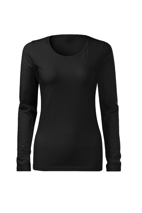 Bluza pentru femei, maneca lunga, Slim Fit, 95% Bumbac, Negru