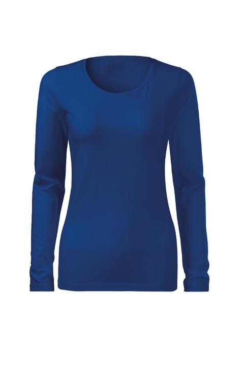 Bluza pentru femei, maneca lunga, Slim Fit, 95% Bumbac, Albastru