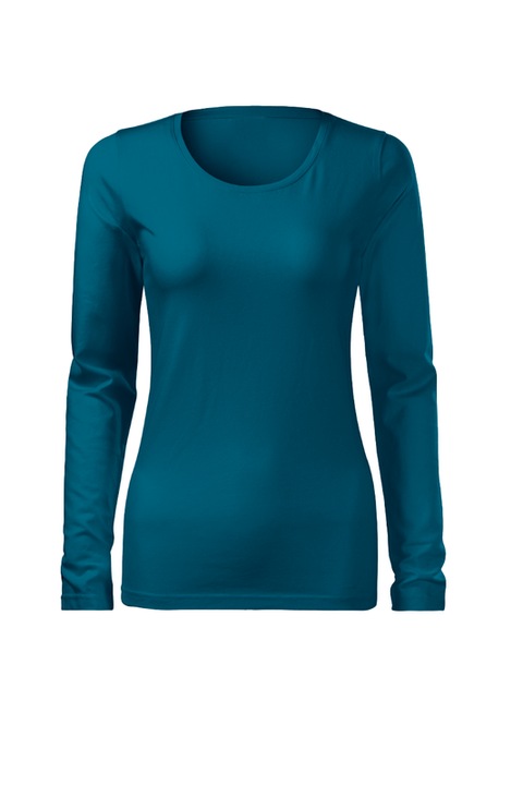 Bluza pentru femei, maneca lunga, Slim Fit, 95% Bumbac, Albastru petrol