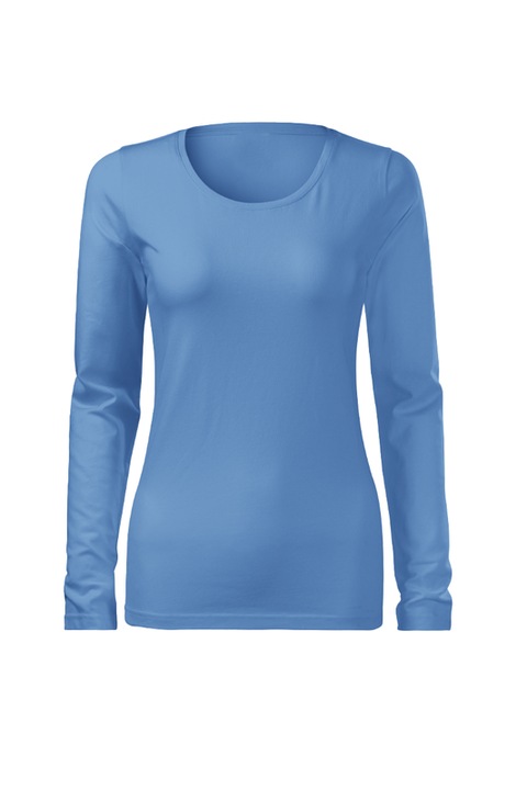 Bluza pentru femei, maneca lunga, Slim Fit, 95% Bumbac, Albastru deschis