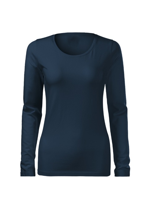 Bluza pentru femei, maneca lunga, Slim Fit, 95% Bumbac, Bleumarin