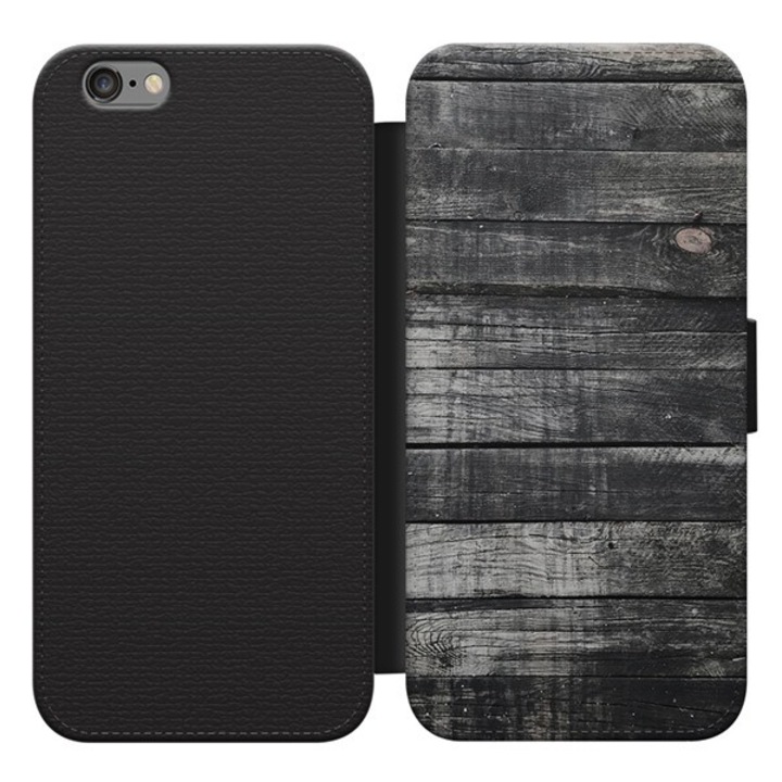 Черен дървесен модел iPhone 6s Plus Отваряем флип калъф флип калъф калъф за телефон 2