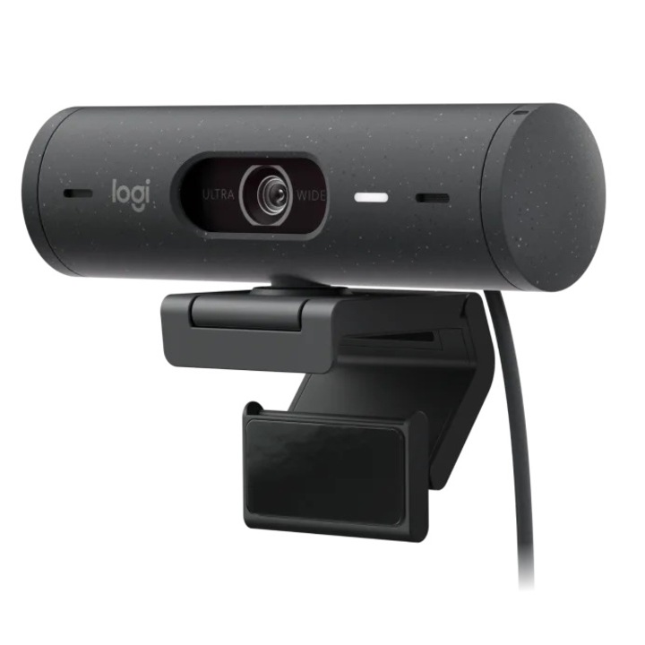 Уеб камера Logitech Brio 500, Full HD 1080p, RightLight 4, 90 FoV, USB-C, Privacy - Graphite