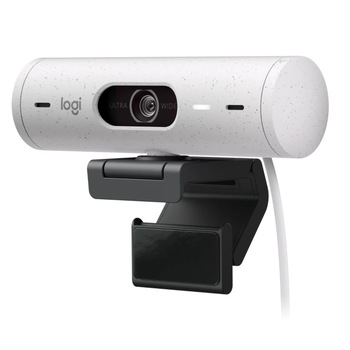 Camera web Logitech Brio 500, Full HD 1080p, RightLight 4, 90 FoV, USB-C, Privacy - Off White