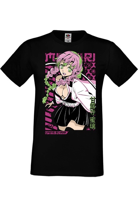 Férfi póló Anime Manga Japan Animation Comics Demon Slayer Kimetsu no Yaiba Tanjiro Nezuko Akaza Inosuke Mitsuri Rengoku Demon Slayer Kanroji Mitsuri Japan Animation Comics J, Fekete