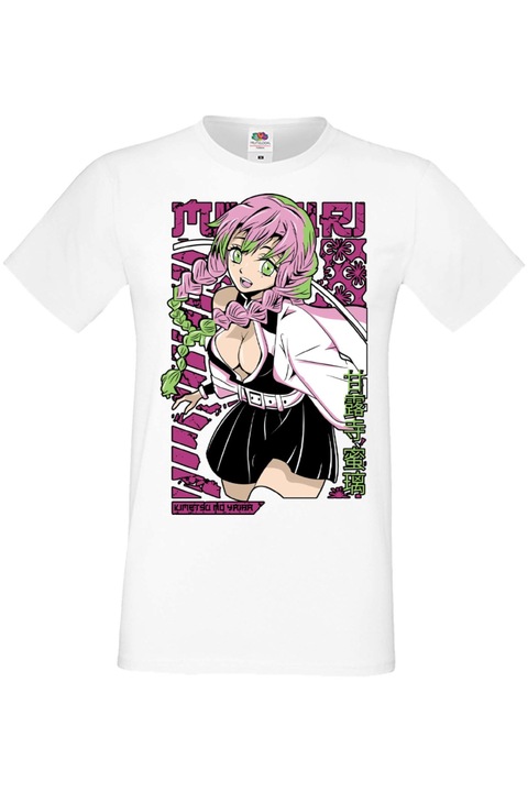 Férfi póló Anime Manga Japan Animation Comics Demon Slayer Kimetsu no Yaiba Tanjiro Nezuko Akaza Inosuke Mitsuri Rengoku Demon Slayer Kanroji Mitsuri Japan Animation Comics J, Fehér