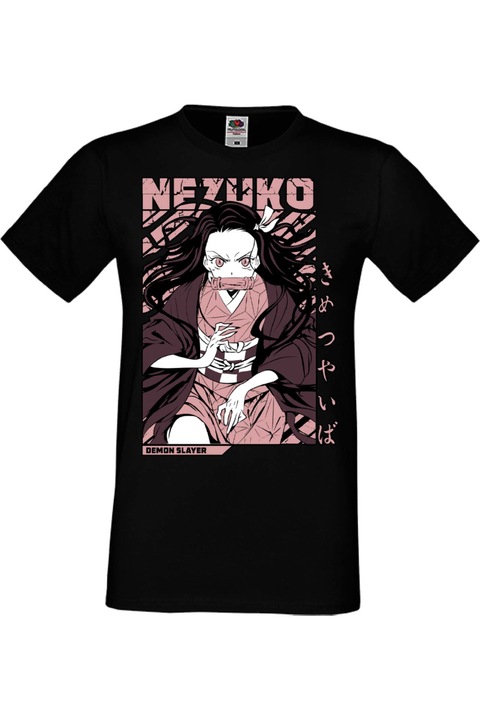 Férfi póló Anime Manga Japan Animation Comics Demon Slayer Kimetsu no Yaiba Tanjiro Nezuko Akaza Inosuke Mitsuri Rengoku Demon Slayer Nezuko Kamado 01 Japan Animation Comics J, Fekete