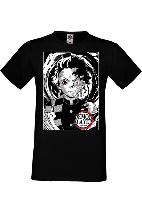 Férfi póló Anime Manga Japan Animation Comics Demon Slayer Kimetsu no Yaiba Tanjiro Nezuko Akaza Inosuke Mitsuri Rengoku Demon Slayer Tanjiro Kamado 04 Japan Animation Comics J, Fekete