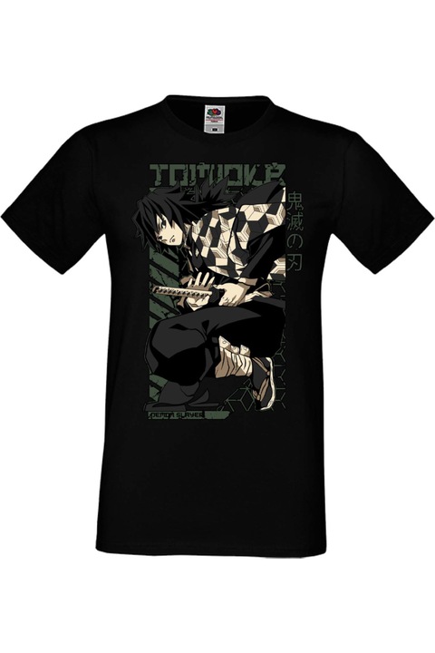 Férfi póló Anime Manga Japan Animation Comics Demon Slayer Kimetsu no Yaiba Tanjiro Nezuko Akaza Inosuke Mitsuri Rengoku Demon Slayer Tomioka Gyuu Japan Animation Comics J, Fekete