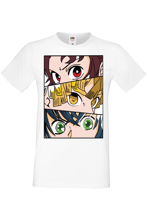 Férfi póló Anime Manga Japan Animation Comics Demon Slayer Kimetsu no Yaiba Tanjiro Nezuko Akaza Inosuke Mitsuri Rengoku Demon Slayer Trio Japan Animation Comics J, Fehér