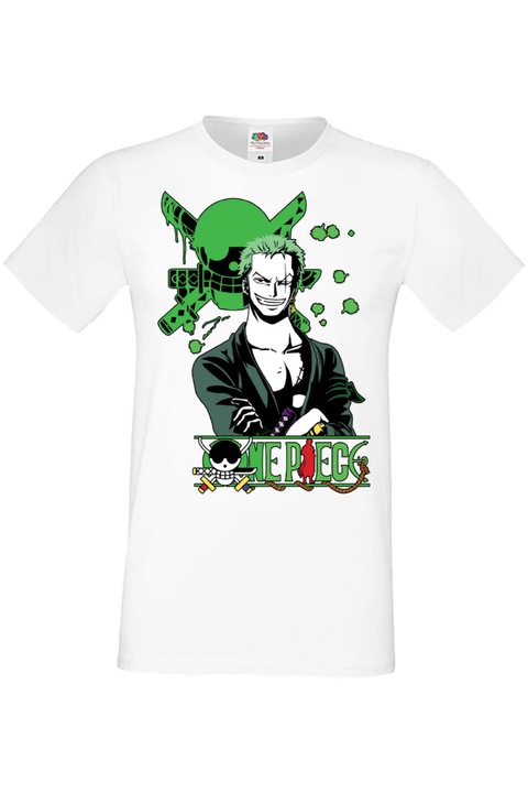 Férfi póló Anime Manga Japan Animation Comics One Piece Monkey D Fluffy Roronoa Zoro straw hat pirates One Piece Roronoa Zoro 03 Japan Animation Comics J, Fehér
