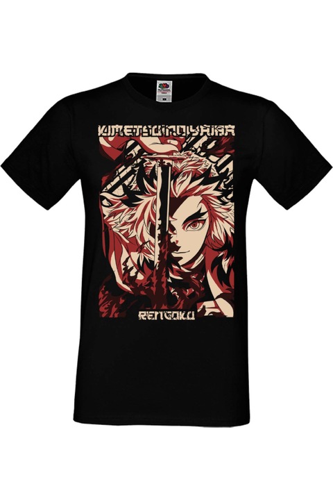 Férfi póló Anime Manga Japan Animation Comics Demon Slayer Kyojuro Rengoku Demon Slayer Kyojuro Rengoku 01 Japan Animation Comics J, Fekete