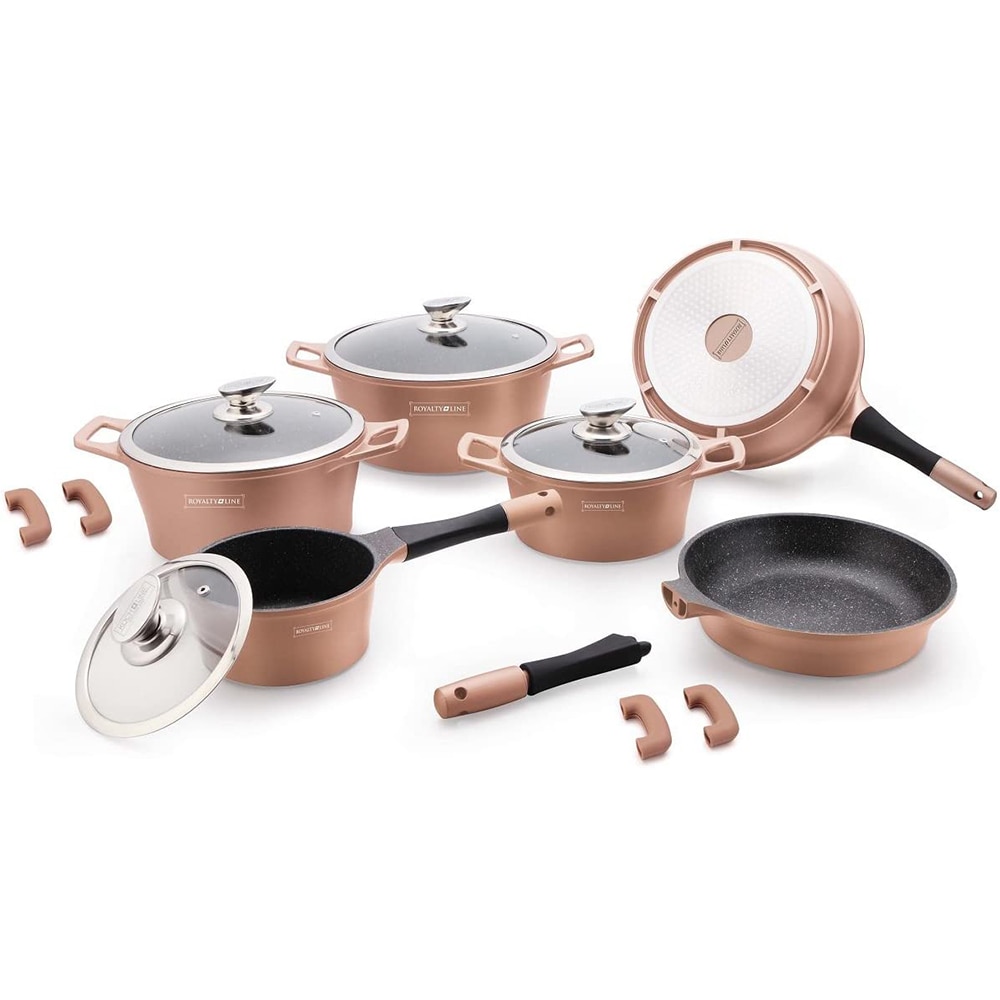 Set gatit interior marmura, 14 piese Royalty Line, maro, inductie