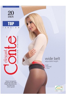 Ciorap Top 20 Den, talie joasa, Conte Elegant, Grafit Ciorap Top 20 Den, talie joasa, Conte Elegant, Grafit