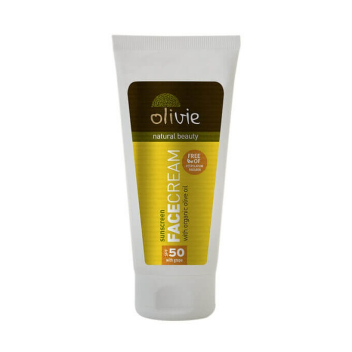 Crema cu protectie solara pentru ten, Olivie, SPF 50, Ulei de masline organic, 50 ml