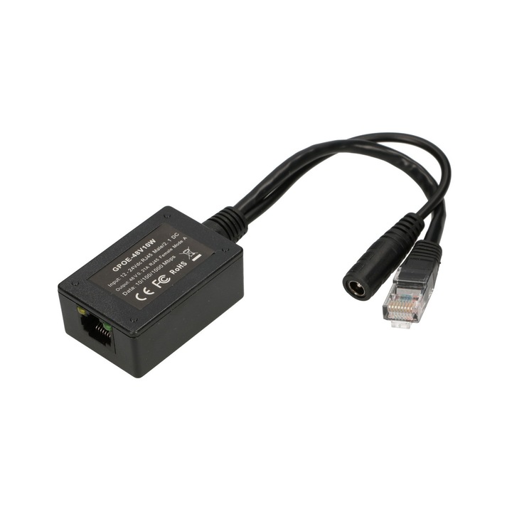 Инжектор Extralink, PoE, 10V - 30V, 1 Gbit, Черен