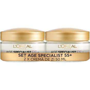 Pachet: 2 x Crema antirid reparatoare de zi L'Oreal Paris Age Specialist 55+, 50 ml