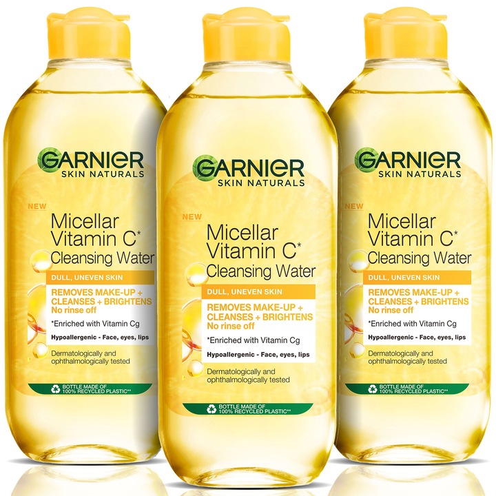 Комплект Garnier: 3x Мицеларна вода Skin Naturals, Витамин С, 400 мл