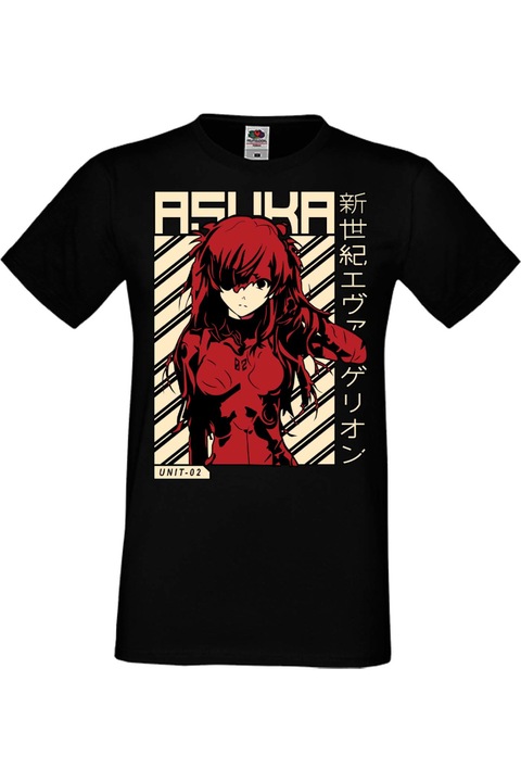 Férfi póló Manga Japan Anime Comics Tralala Manga Anime Japan Comics Animation Neon Genesis Evangelion Neon Genesis Evangelion Asuka, Fekete